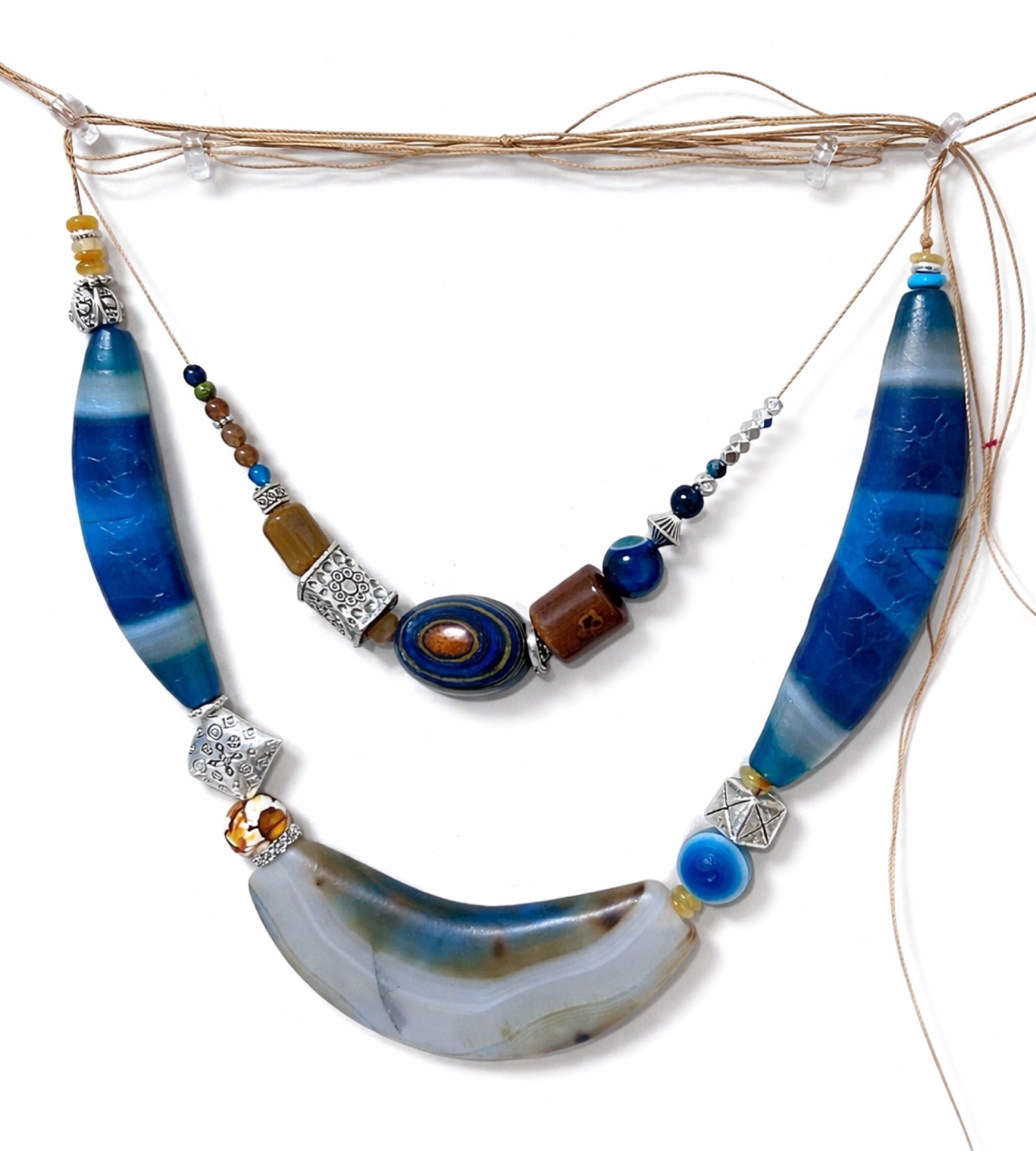 Agate and Silver Necklaces